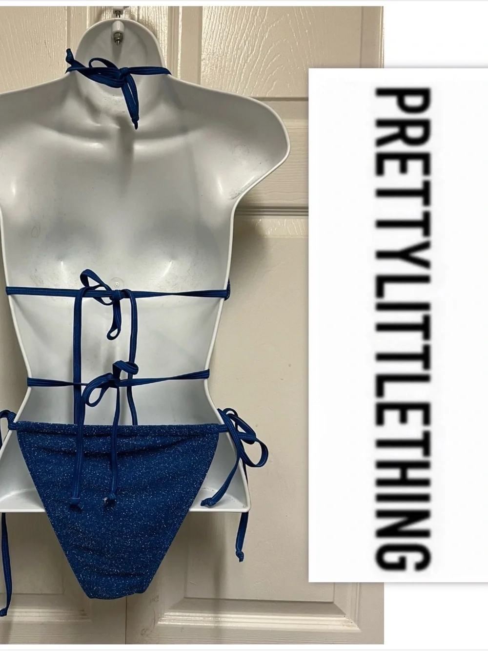 PrettyLittleThing Heart Trim Glitter Triangle Bikini Set